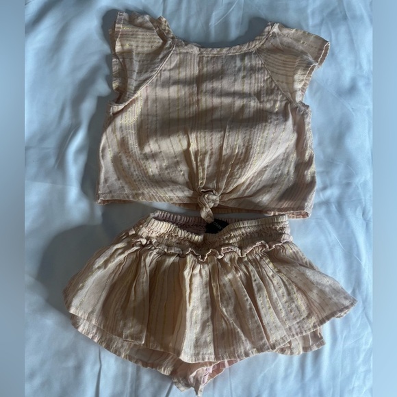 Kids toddler girls Art Class size 12M peach 2 piece top and skort set - Picture 3 of 8